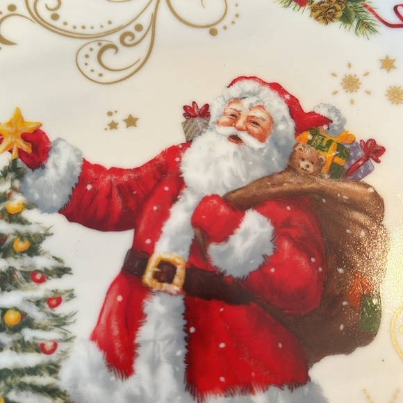 Christmas Holiday 12" Santa Claus Platter Ceramic Easy Life Designed in Italy - Picture 2 of 8